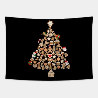 Gingerbread Man Christmas Tree Gingerbread Decor Tapestry