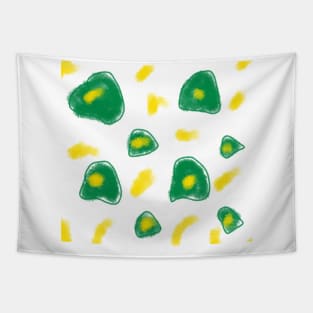 Green yellow watercolor flower art Tapestry