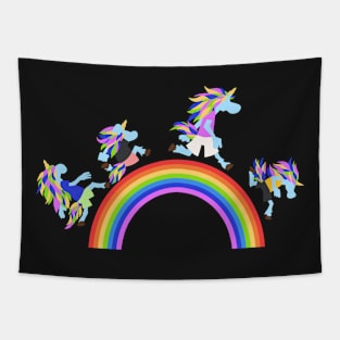 Runner unicorns on the rainbow Tapestry