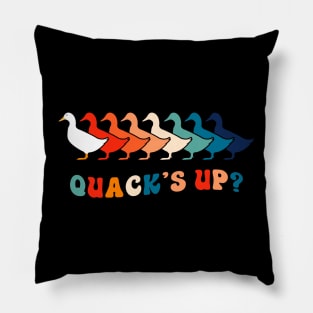 Quack's Up? Retro Duck Pun 70s 80s Funny Duck Pillow