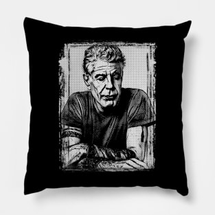 Anthony Bourdain - Vintage Halftone Pillow