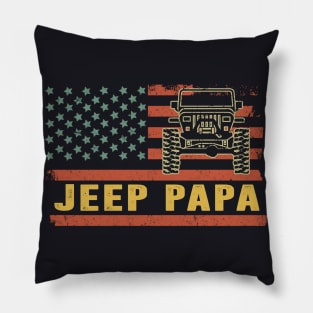 Jeep Papa American Flag Jeep Vintage Jeep Father's Day Gift Jeep papa Pillow