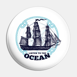 'Listen To The Ocean' Ocean Conservation Shirt Pin