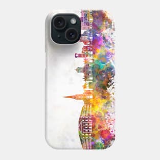 Derby skyline in watercolor background Phone Case