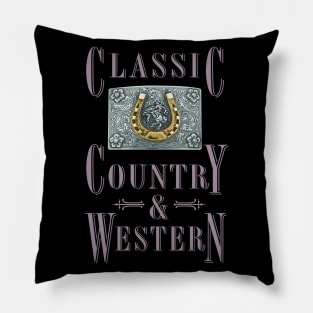 Golden Horseshoe - Classic Country and Western Belt Buckles Pillow