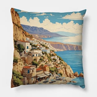 Agios Loannis Renti Greece Vintage Tourism Travel Pillow