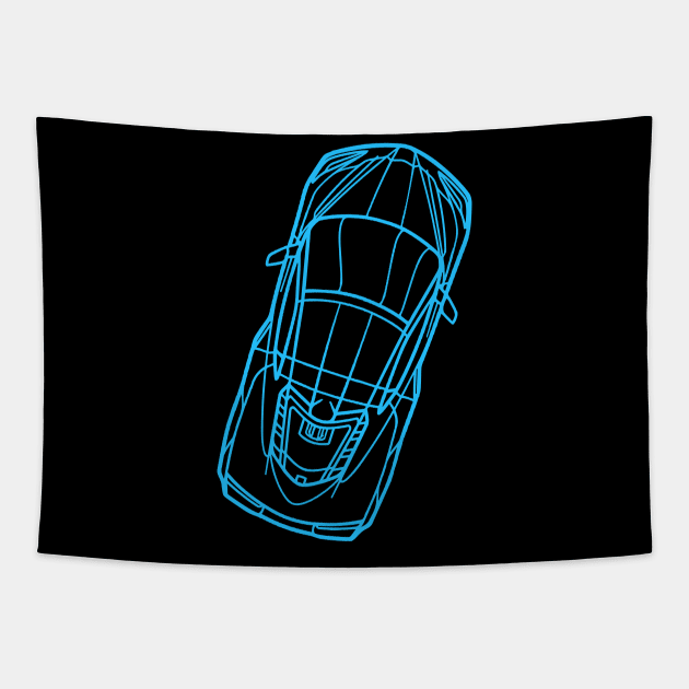 Rapid Blue C8 Corvette racecar Silhouette Outline Amplify Orange Supercar Sports car Racing car Tapestry by Tees 4 Thee