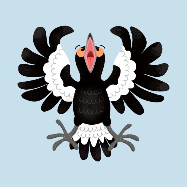 Funny Australian magpie cartoon illustration by FrogFactory