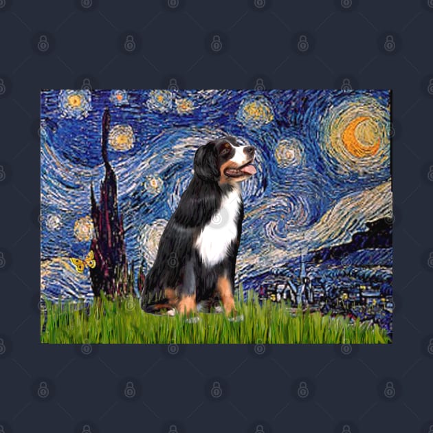 Starry Night Adaptation with a Bernese Mountain Dog by Dogs Galore and More