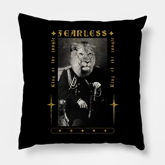 KING LION PORTRAIT Pillow by madeinchorley