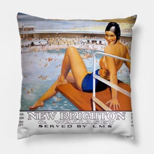 Vintage Travel Poster England New Brighton Pillow