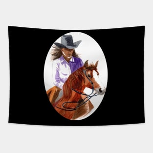 Barrel Racing Cowgirl Tapestry