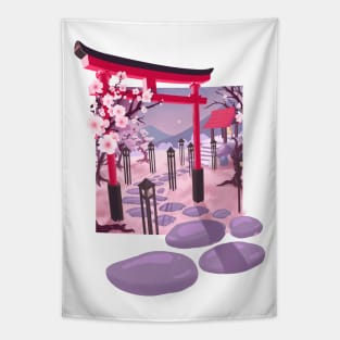 Sakura Temple - inspired by Matsuo Basho Tapestry