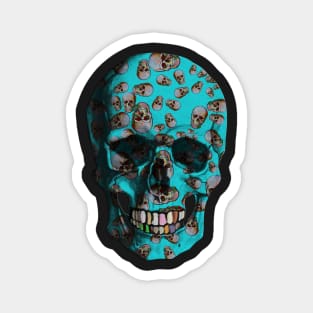 Happy Skull Random Pattern  (Blue) Magnet