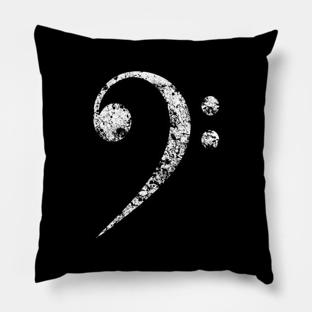 Bass clef-Music-Distressed-Musician Pillow by StabbedHeart