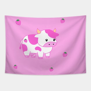 Strawberry Milk Cow Pillow Pet Tapestry