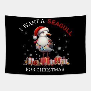 I Want a Seagull for Christmas  Xmas Lights Tapestry