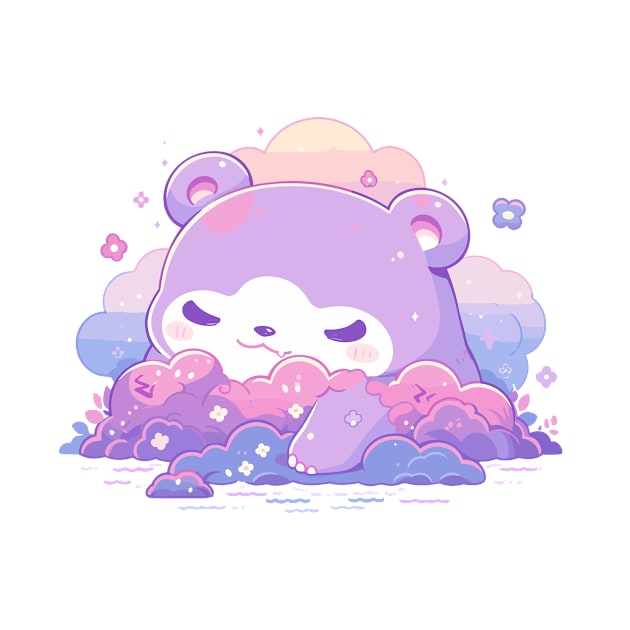 Cute Fluffy Purple Baby Kawaii Cloud Bear by Kawaii Kingdom