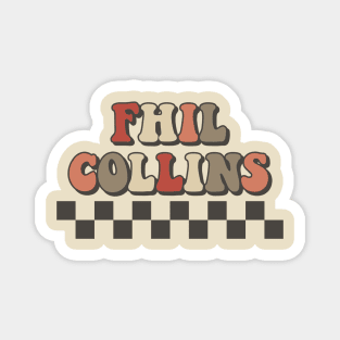 Phil Collins Checkered Retro Groovy Style Magnet