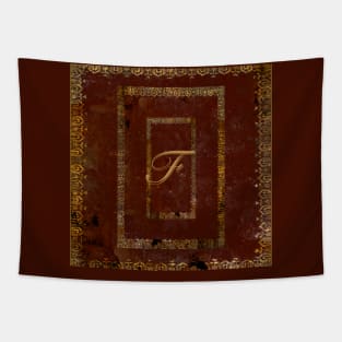 Grunge Leather Look Book Cover Personalised Initial F Tapestry