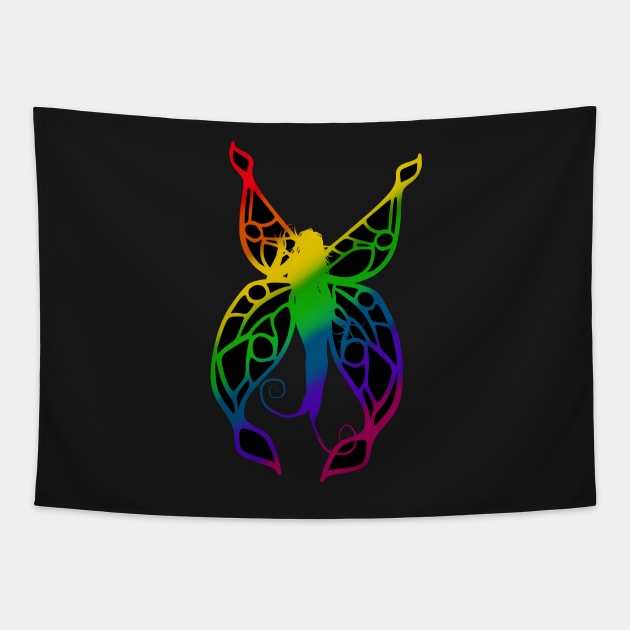 Fae Rainbow Silhouette 2 Tapestry by ChePanArt