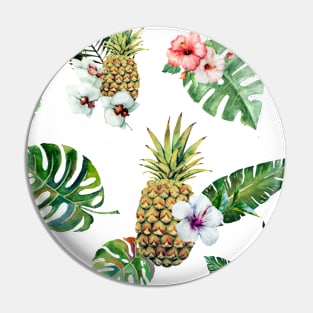 Tropical Leaves Pineapple Luau Print Pin