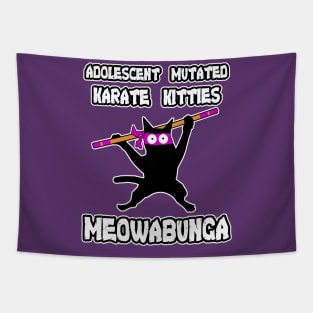 Adolescent Mutated Karate Kitties Purple Tapestry