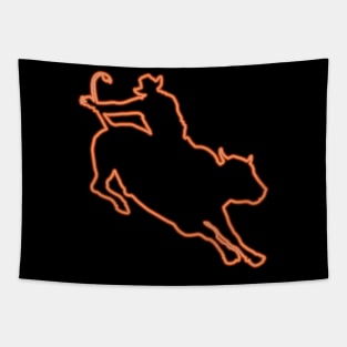 80s Retro Neon Sign Bull Rider Tapestry