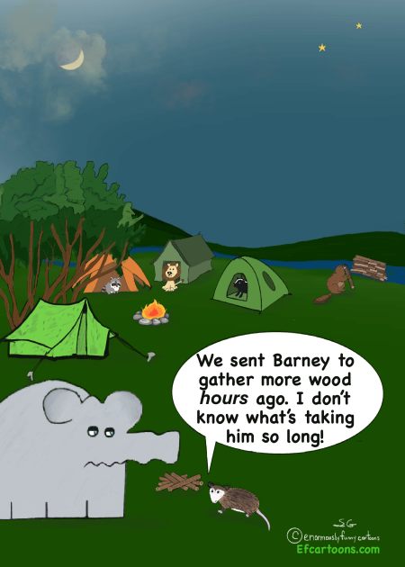 Enormously Funny Cartoons Camping Issues Kids T-Shirt by Enormously Funny Cartoons