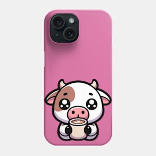 Kawaii Cow Drinking Coffee Phone Case