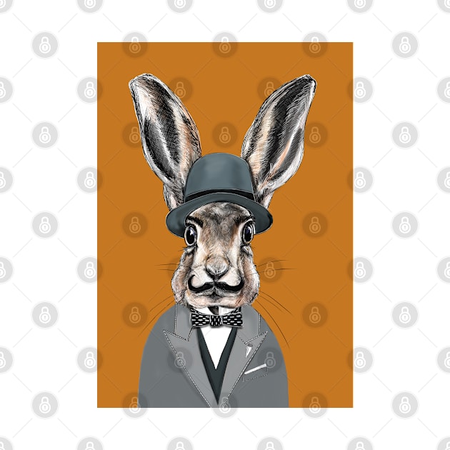 Hercule Poirot cute hare bunny rabbit by PG Illustration