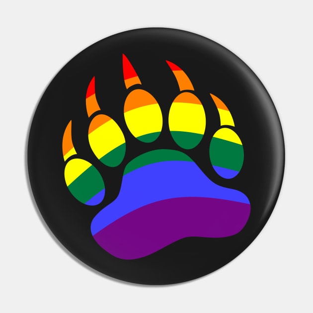 Mens Rainbow Daddy Bear Paw Print LGBT Pin by brodyquixote