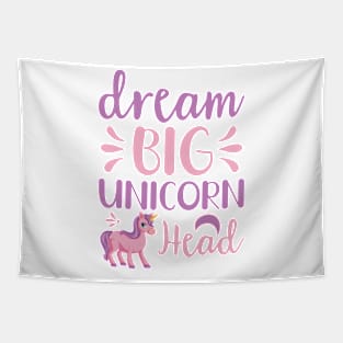 Dream Big Unicorn Head typography Designs for Clothing and Accessories Tapestry