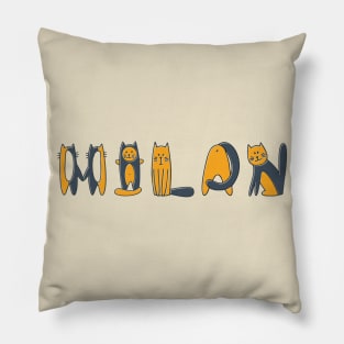Milan | Girl Name | Cat Lover | Cat Illustration Pillow