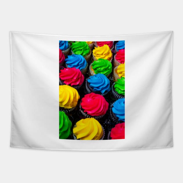 Rows Of Colored Cup Cakes Tapestry by photogarry