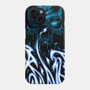 Blue fire skull Phone Case