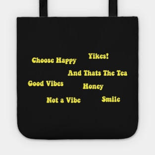 Bright Yellow VSCO Word Sticker Pack Tote