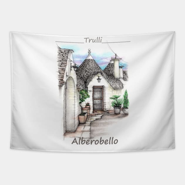 Trulli - Alberobello, Puglia Tapestry by manisketcher