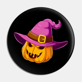 Halloween pumpkin with witch hat Pin