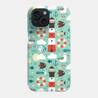 Seagulls And Lighthouse Children Pattern Phone Case