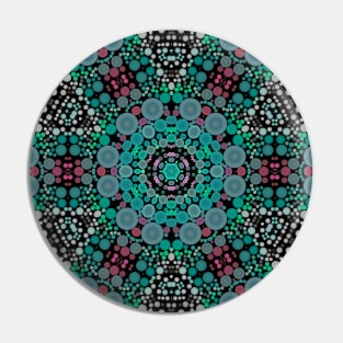 Dot Mandala Flower Blue Green and Red Pin