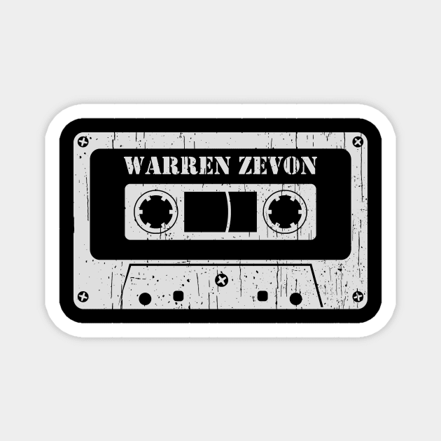 Warren Zevon - Vintage Cassette White Magnet by FeelgoodShirt