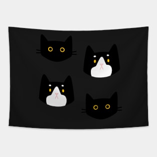 Cute Black and tuxedo Cat Pattern Tapestry