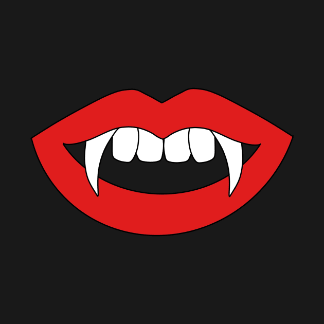 Cartoon Monster Vampire red lips with sharp teeth by galaxieartshop