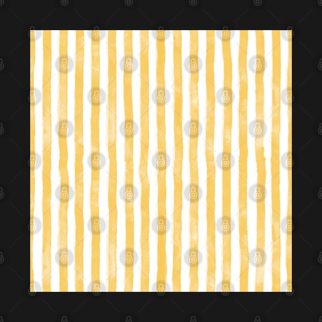 Beach day watercolor stripes in soft sunny yellow by FrancesPoff