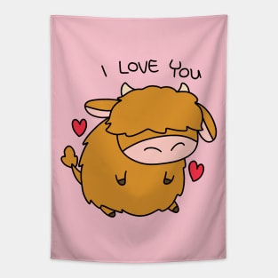 I Love You Highland Cow Tapestry