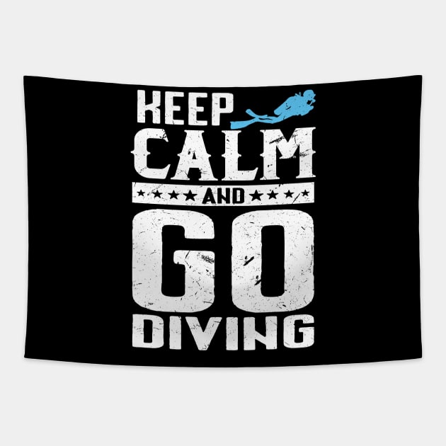 Keep Calm And Go Diving Lover Gifts Funny Scuba Diver Dive Tapestry by uglygiftideas