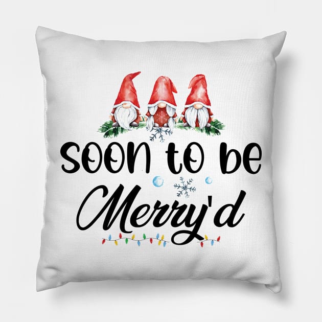 Funny Gnomes Soon to be Merry'd Pillow by printalpha-art