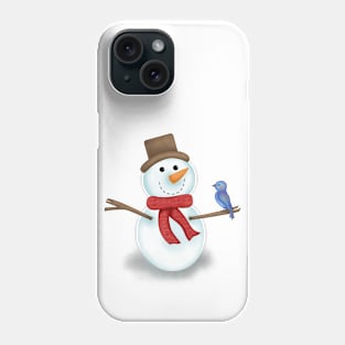 Snowman and blue bird Phone Case