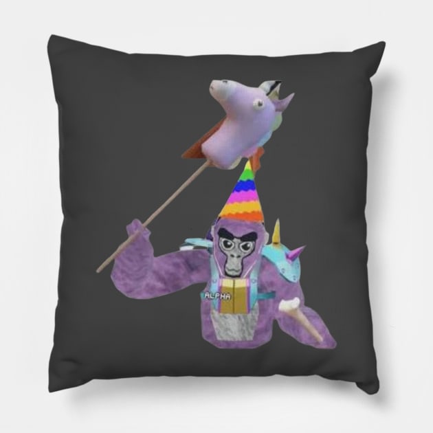 Gorilla Tag Cosmetics Birthday Boy VR Gamer Merch Pillow by gts